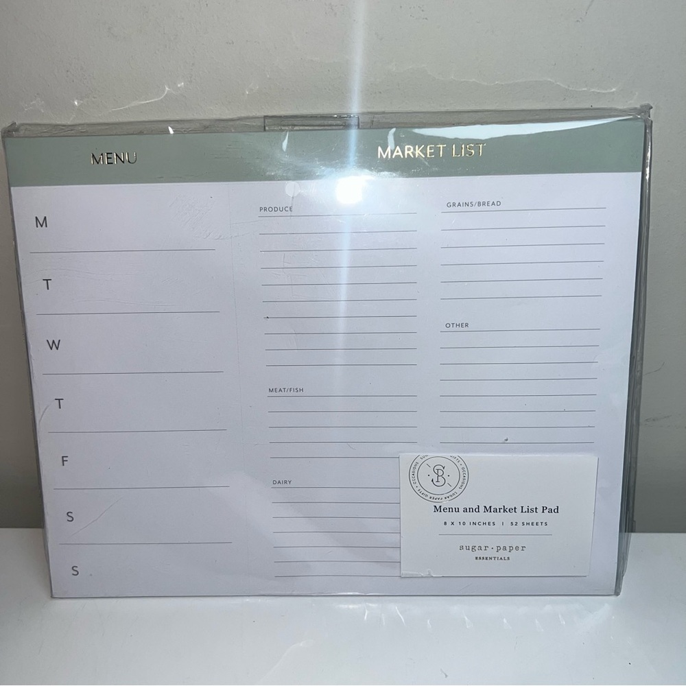 Sugar Paper Menu and Market List Pad - Green and White